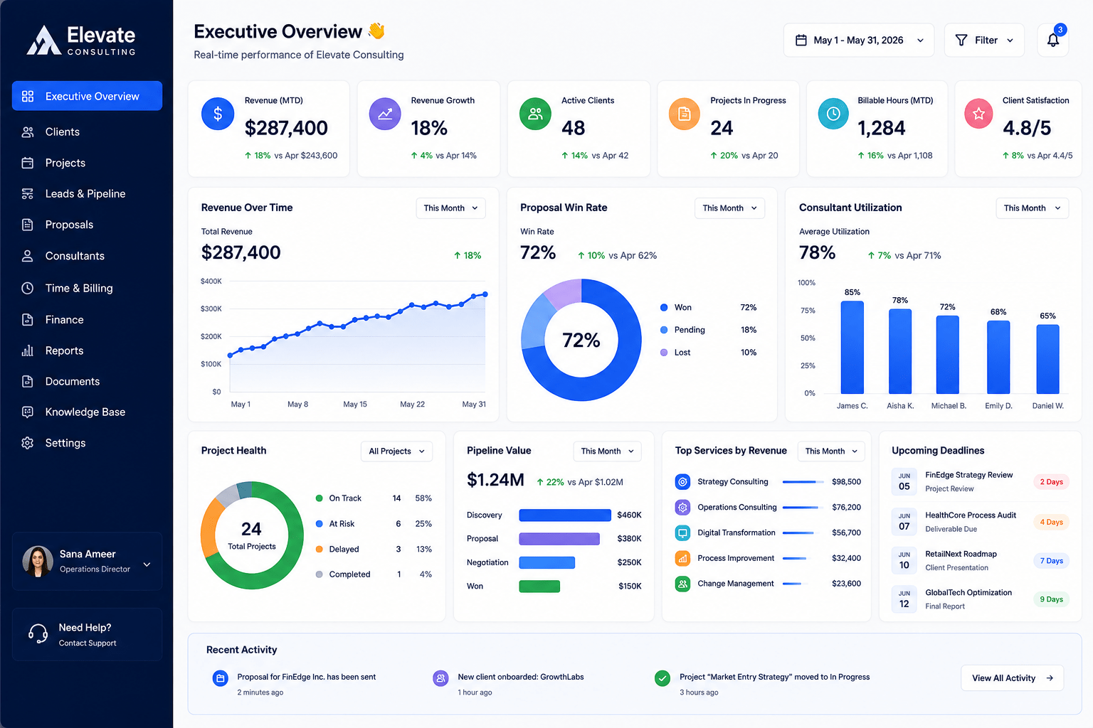 Elevate Consulting Performance Dashboard